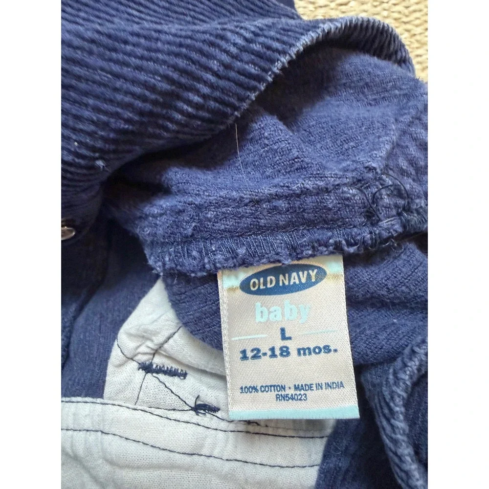 Old Navy Baby Navy Blue Corduroy Overalls 12-18 Months Cotton y2k vintage infant